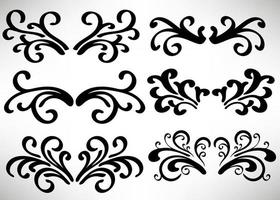 Abstract  black curly design element set isolated on white background. Dividers. Swirls. vector