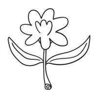 Cute fantasy doodle cartoon flower isolated on white background. vector