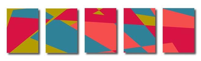 Abstract set of backgrounds with colorful chaotic triangles, polygons. Geometric posters, covers. vector