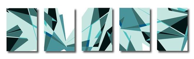 Abstract set of backgrounds with colorful chaotic triangles, polygons. Geometric posters, covers. vector