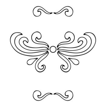 Set of elements for design, dividers, damask, curls and swirls isolated on white. Ornate lines. vector