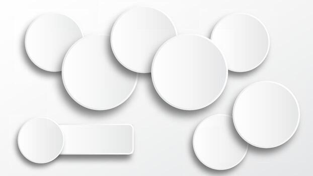 Abstract background with cut paper geometric shapes, speech bubbles, circles. vector