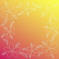 Red and yellow vector frame with white outline flowers.