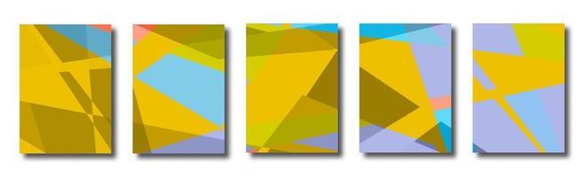 Abstract set of backgrounds with colorful chaotic triangles, polygons. Posters, covers. vector