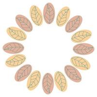 Floral round frame with leaves isolated on white background. vector