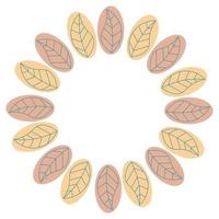 Floral round frame with leaves isolated on white background. vector