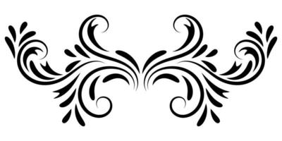 Black abstract curly element for design, swirl, curl. Divider, frame isolated on white background. vector