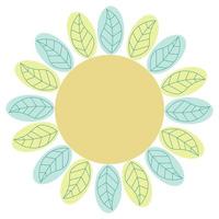 Thin line round floral frame with leaves isolated on white background. vector