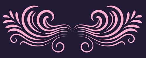 Colorful abstract curly element for design, swirl, curl. Divider, frame isolated on dark background. vector