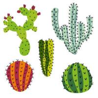 Set of cactus in flat style isolated on white background. vector