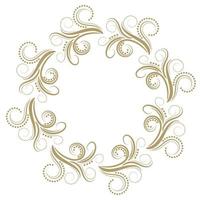 Abstract curly gold frame isolated on white background. vector