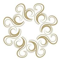 Abstract curly gold frame isolated on white background. vector