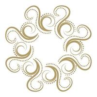 Abstract curly gold frame isolated on white background. vector