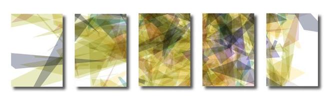 Abstract set of backgrounds with colorful chaotic triangles, polygons. Posters, covers. vector