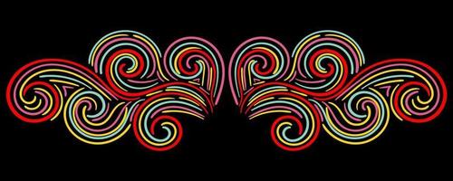 Colorful abstract curly element for design, swirl, curl. Divider, frame isolated on dark background. vector