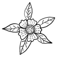 Flor linda del doodle de la historieta aislada en el fondo blanco. elemento floral para el diseño. vector