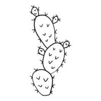 Cartoon doodle cactus isolated on white background. Cute floral desert element in childlike style. vector