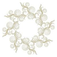 Abstract curly gold frame isolated on white background. vector