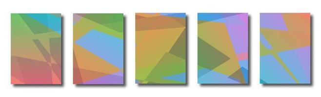 Abstract set of backgrounds with colorful chaotic triangles, polygons. Geometric posters, covers. vector