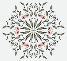 Floral ornament on a circle. Round floral vector background.