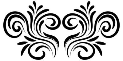 Black abstract curly element for design, swirl, curl. Divider, frame isolated on white background. vector
