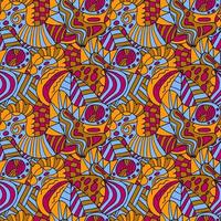 Abstract colorful doodle seamless pattern. Fantasy art background with messy shapes. vector