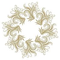 Abstract curly gold frame isolated on white background. vector