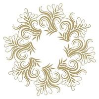 Abstract curly gold frame isolated on white background. vector