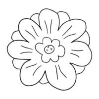 Cute fantasy doodle cartoon flower isolated on white background. vector