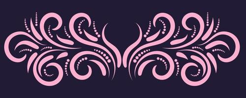Colorful abstract curly element for design, swirl, curl. Divider, frame isolated on dark background. vector