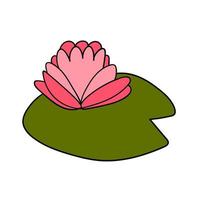 Colorful fantasy cartoon flower, water lily isolated on white background. vector