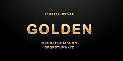 Gold font numbers and letters alphabet typography. Vector golden font type with 3d gold effect