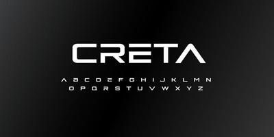 creta , Abstract technology space font and alphabet. techno and fashion fonts designs. Typography digital sci-fi movie concept. vector illustration