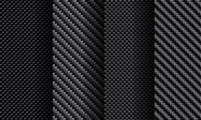 Set of Carbon fiber texture with linear gradient,abstract black checkerd and kevlar seamless pattern. Vector illustration