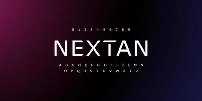 nextan, una fuente espacial y un alfabeto de tecnología abstracta. diseños de fuentes de efecto techno. concepto de ciencia ficción digital de tipografía. ilustración vectorial vector