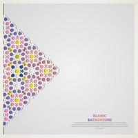 Islamic greeting card banner background with ornamental colorful detail of floral mosaic islamic art ornament vector