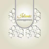 Fondo de banner de tarjeta de felicitación islámica con detalles coloridos ornamentales de mosaico floral ornamento de arte islámico vector