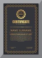 Certificate Design. Diploma currency border template. Dark colored gift voucher award background. Vector Illustration - Template Design