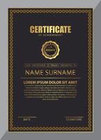 Certificate Design. Diploma currency border template. Dark colored gift voucher award background. Vector Illustration - Template Design