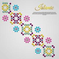 Islamic greeting card banner background with ornamental colorful detail of floral mosaic islamic art ornament vector