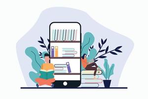 Mobile Reading Books illustration vector