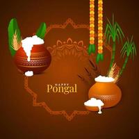 Happy pongal traditional festival celebration background design vector
