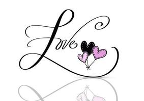 Valentines Day background with hand drawn lettering vector