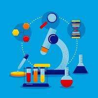 microscope and dna icons vector