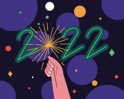 2022 year fireworks celebration vector