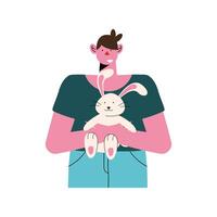 man lifting rabbit vector