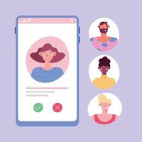 virtual relationships in smartphone vector