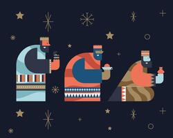 nativity manger kings characters vector