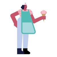 afro woman ice cream maker vector
