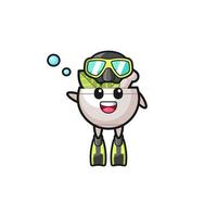 the herbal bowl diver cartoon character vector